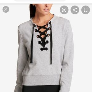 Crop Lace up DKNY crew sweatshirt Size Small loose